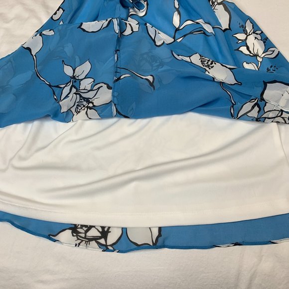 Calvin Klein Womens Floral Printed Chiffon Faux Wrap Dress Blue Size M NWT - Picture 11 of 13